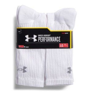 6 Pair Under Armour UA Mens Large 9-12.5 Crew Sock